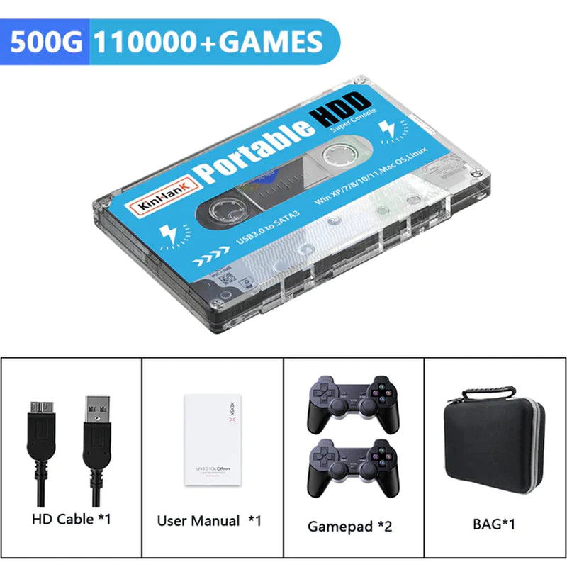 Kinhank Super Console X Batocera 33 500G 2T Hard Drive Disk 110000+ Retro Video Games for PS3/PS2/PSP/SEGA SATURN/WII/WIIU