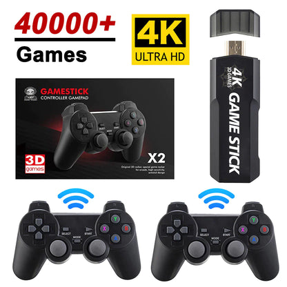 ITINFTEK 128G 40000 Games Retro Game Console 4K HD Video Game Console 2.4G Double Wireless Controller Game Stick for PSP PS1 GBA